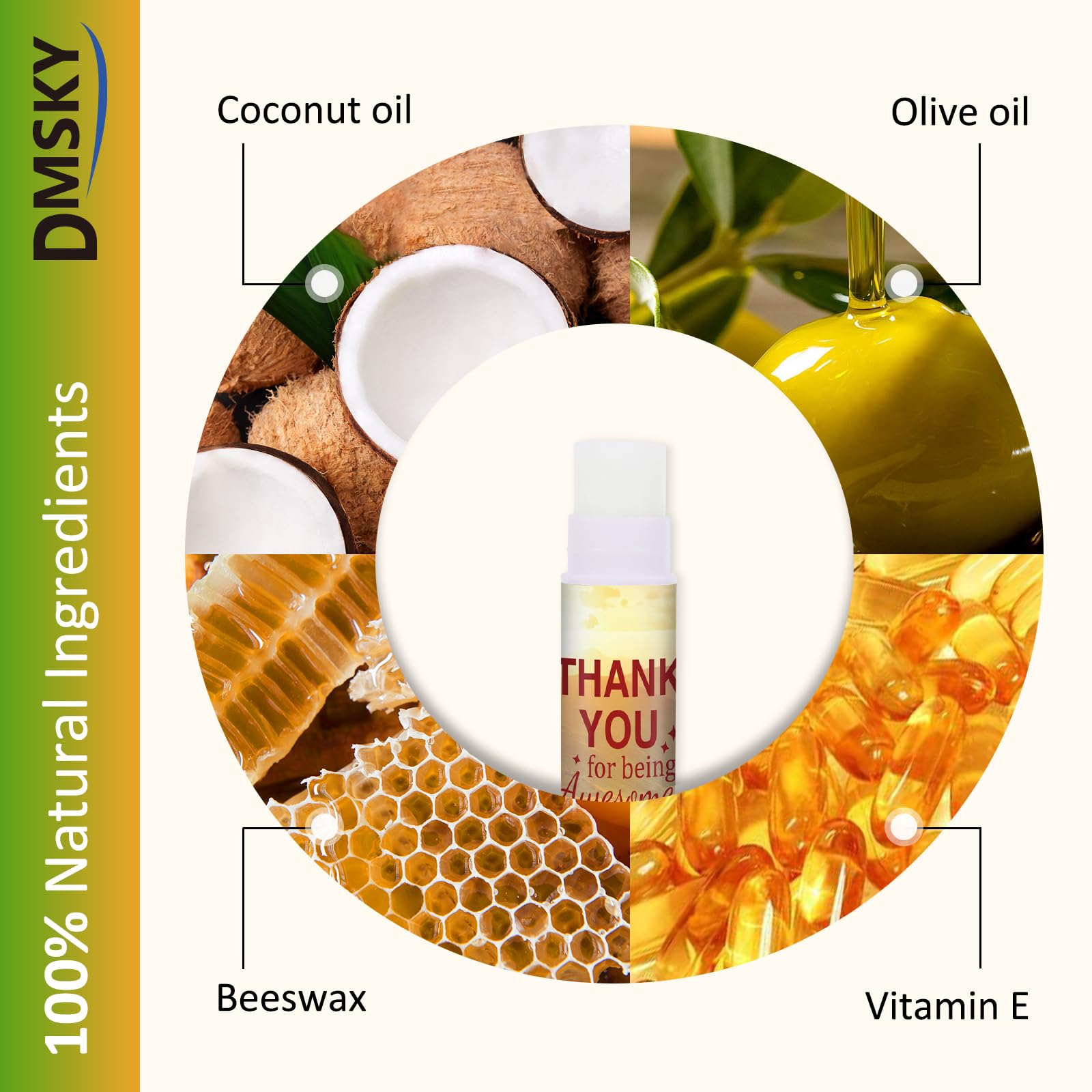 DMSKY Appreciation Gifts Lip Balm Bulk – 60 Pcs Thank You Gifts for Co-workers & Teachers