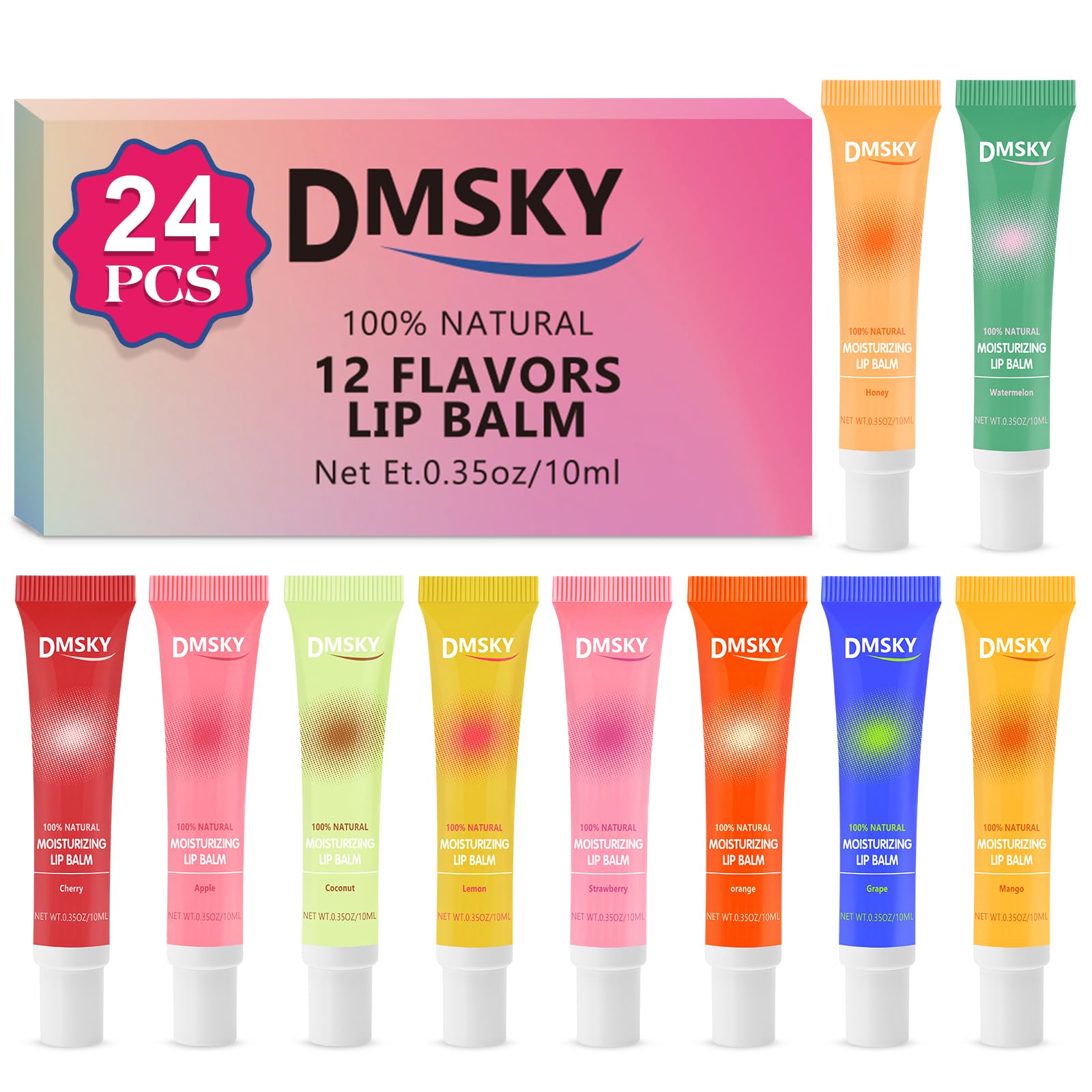 Dmsky 24 Pack Lip Gloss Bulk – Clear Hydration with Shea Butter & 12 Flavors