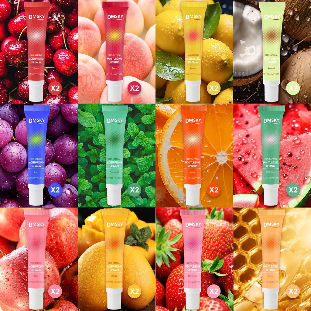 Dmsky 24 Pack Lip Gloss Bulk – Clear Hydration with Shea Butter & 12 Flavors