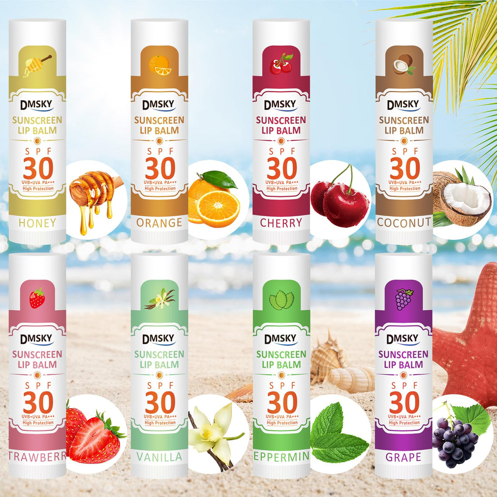 Dmsky SPF Lip Balm Bulk 64 Pack – SPF 30 Lip Sunscreen, Broad Spectrum UVA/UVB