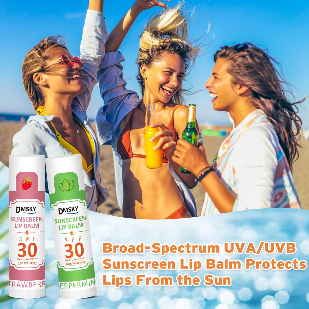 Dmsky SPF Lip Balm Bulk 64 Pack – SPF 30 Lip Sunscreen, Broad Spectrum UVA/UVB