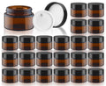 DMuuuDM 1oz Amber Glass Jars with Black Lids – 24 Pack for Creams & Lotions