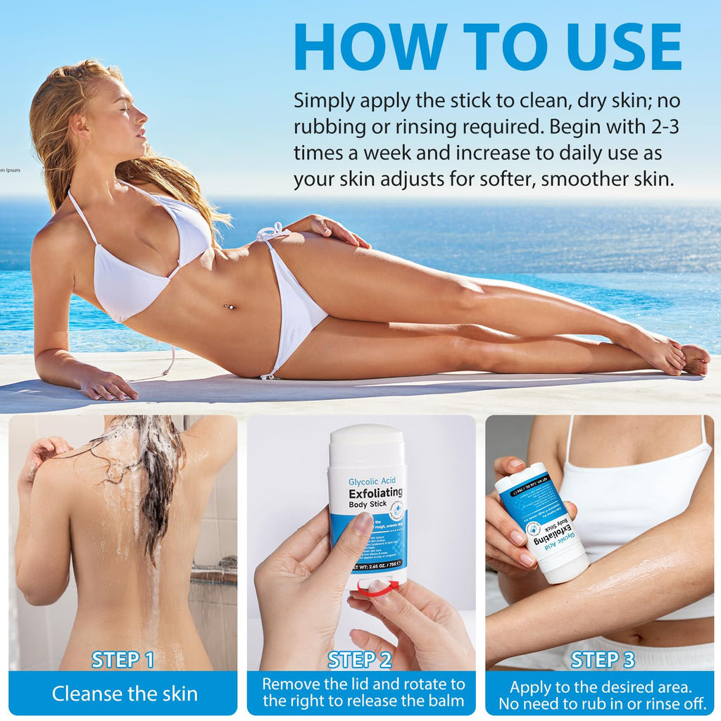 DNQYWODQ 7% Glycolic Acid Exfoliating Body Stick – Smooth Elbows, Knees & Bikini Line