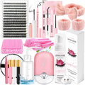 DNSGOOR DIY Lash Extension Kit – 280 Lashes, Bond & Seal, Cleanser, USB Lash Fan