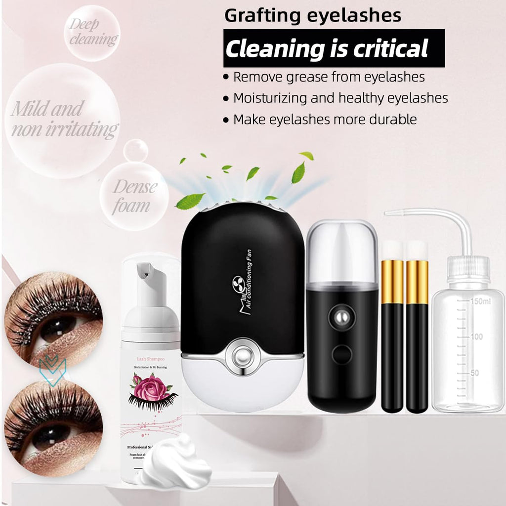 DNSGOOR Lash Extension Kit — Beginner Training with Mannequin Head, USB Fan, and Full Supplies