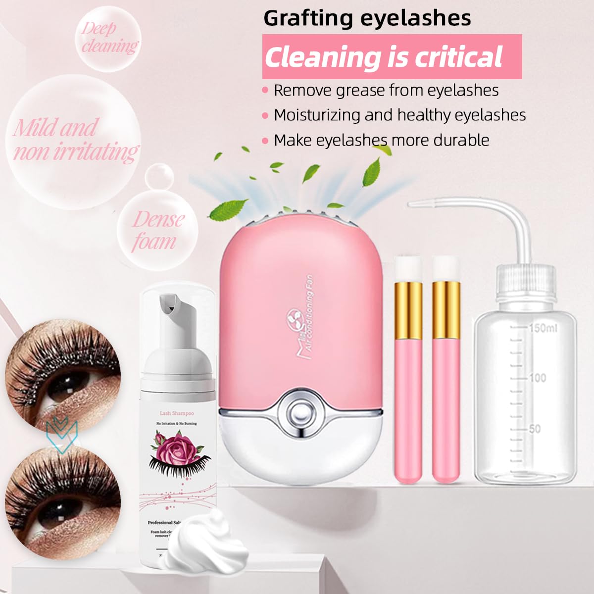 DNSGOOR Lash Extension Training Kit – Mannequin Head, USB Fan, Glue & Cleaner