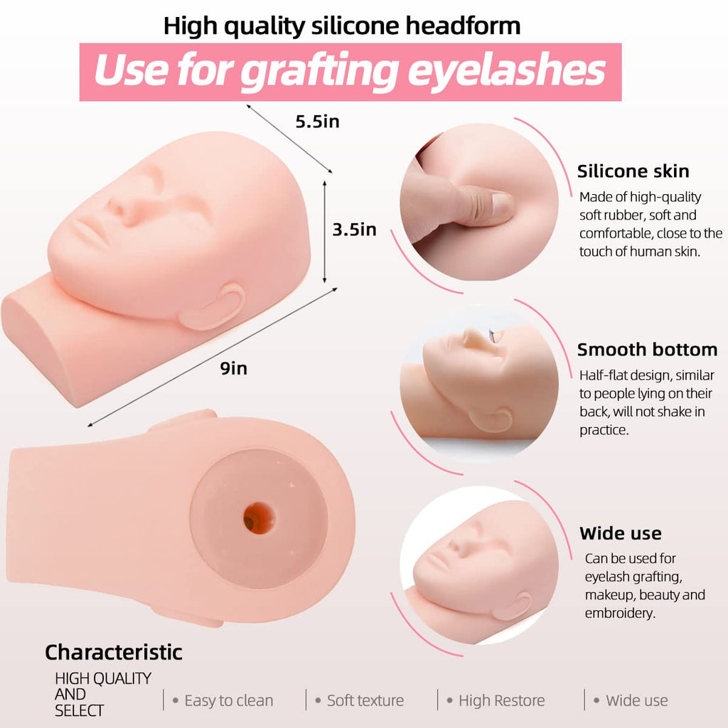 DNSGOOR Lash Extension Training Kit – Mannequin Head, USB Fan, Glue & Cleaner