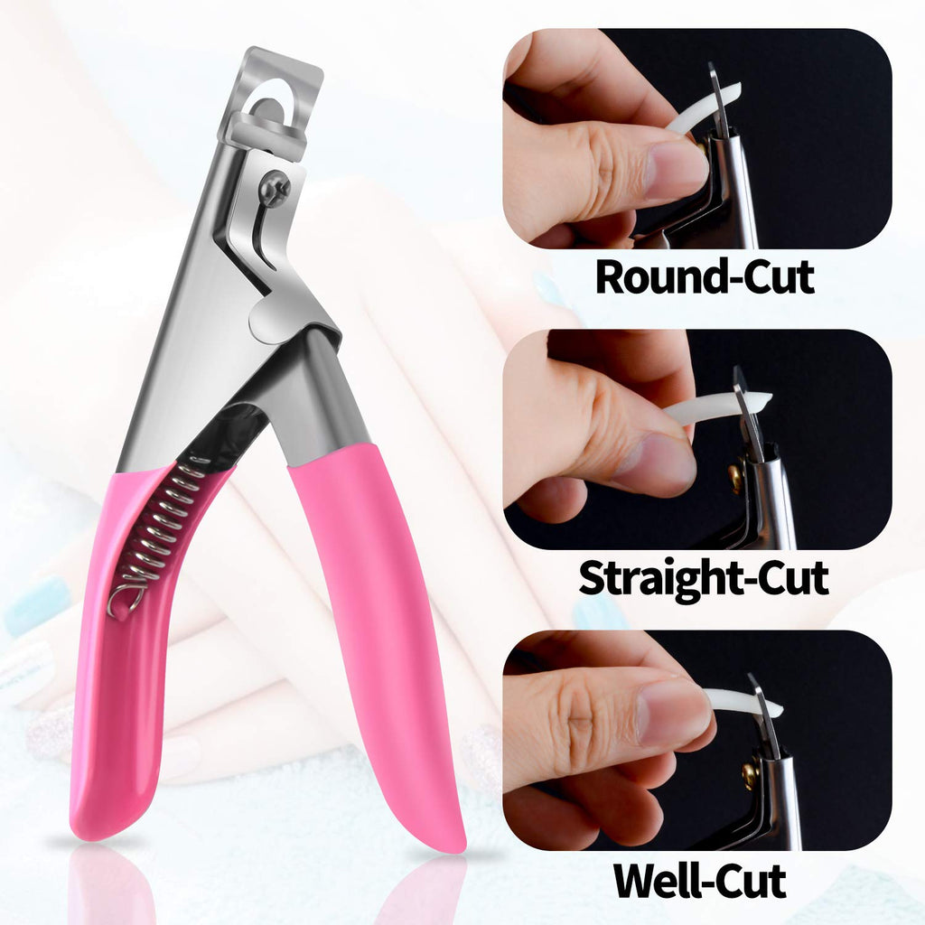 Dockapa Acrylic Nail Tips 500pcs – Coffin French Natural False Nails with Nail Clipper & Storage Case (10 Sizes)