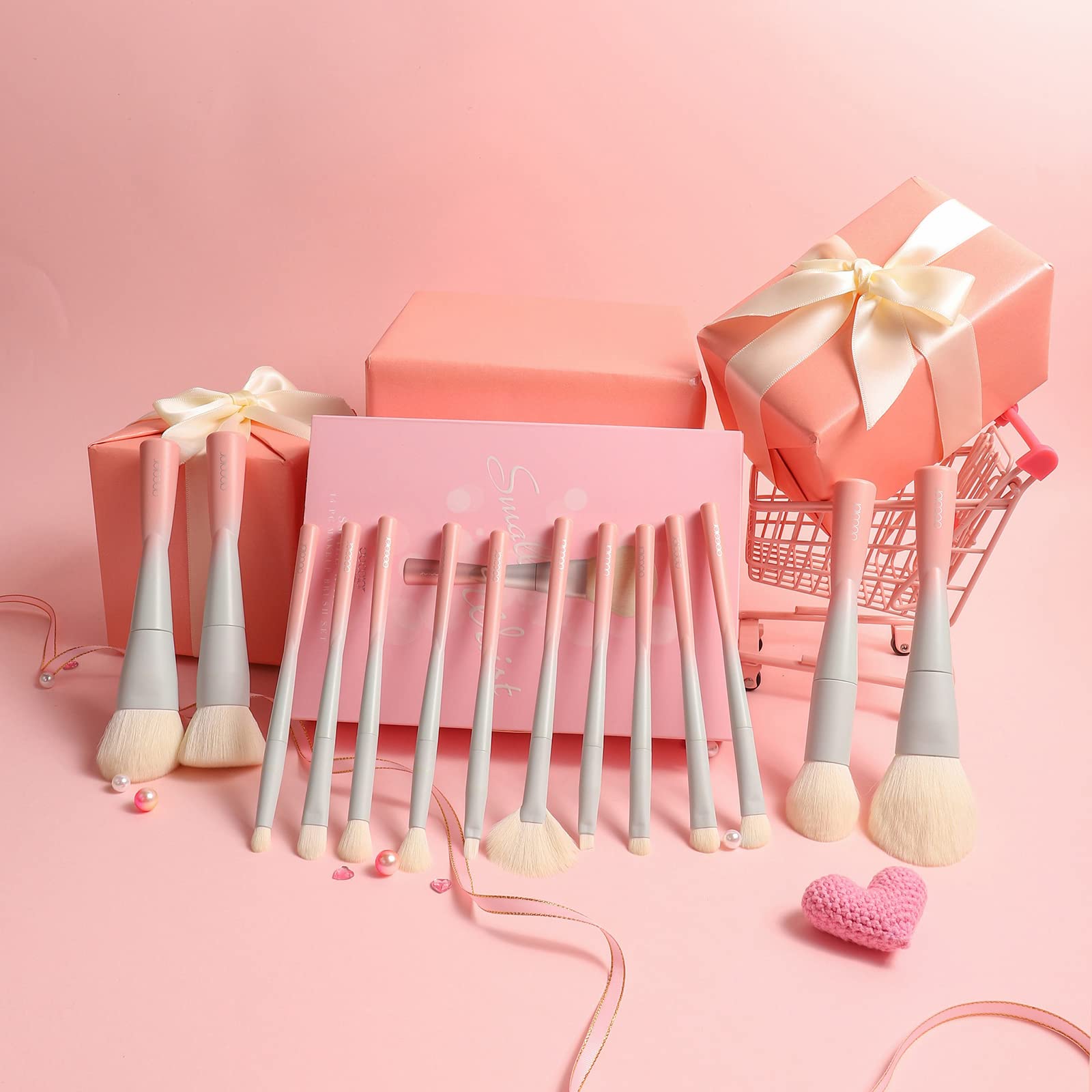 Docolor 14-Piece Premium Synthetic Makeup Brush Set – Cruelty-Free, Eye & Face