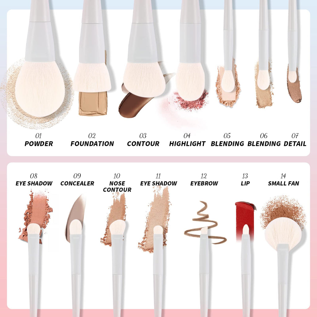 Docolor 14-Piece Premium Synthetic Makeup Brush Set – Cruelty-Free, Eye & Face