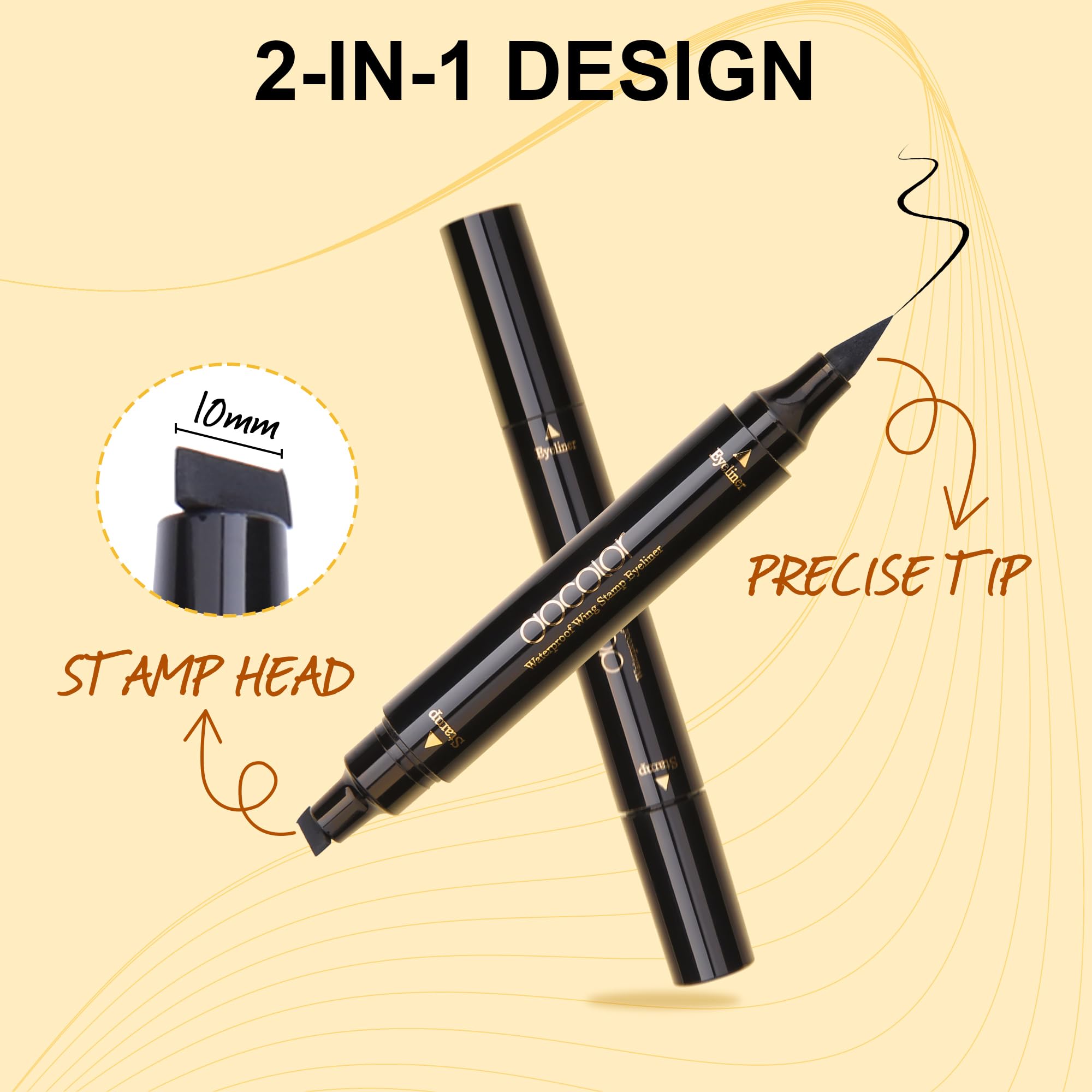 docolor Eyeliner Stamp – Double-Sided Winged Liner, Waterproof & Smudge-Proof (2pcs)