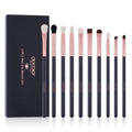 Docolor 10-Piece Eyeshadow Brush Set – Rose Gold & Black, Wooden Handles | Pro Eye Makeup Kit