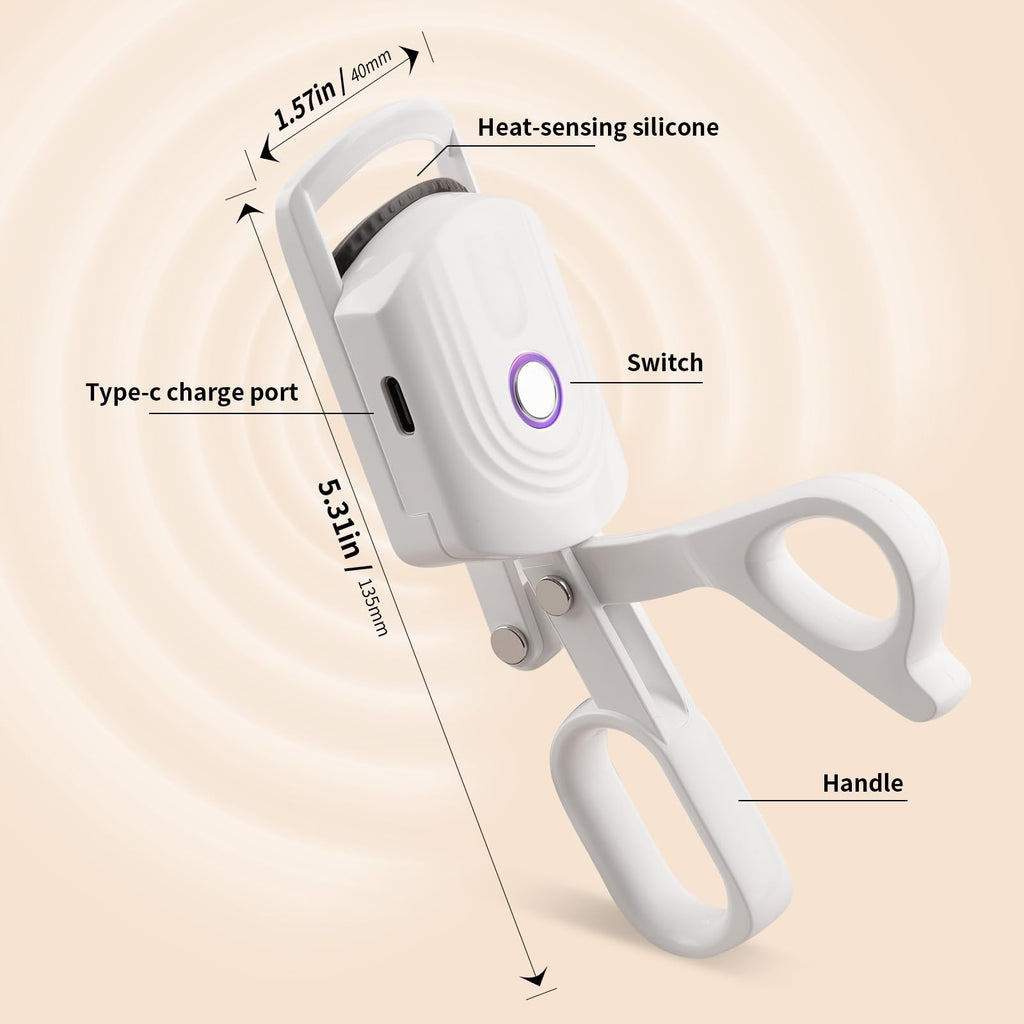 docolor Heated Eyelash Curler — Quick 10s Heat, 3 Temperature Modes, USB-C Rechargeable