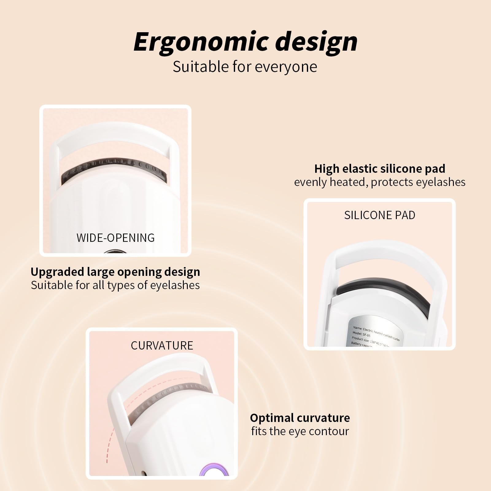 docolor Heated Eyelash Curler — Quick 10s Heat, 3 Temperature Modes, USB-C Rechargeable