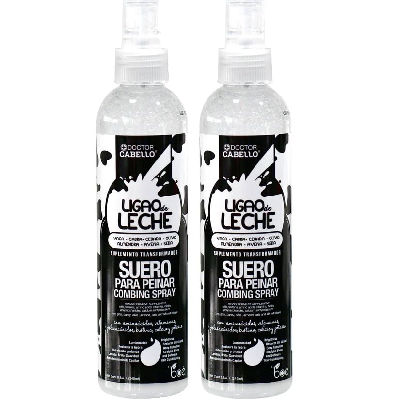 Doctor Cabello Ligao de Leche Hair Combing Spray 8.3 oz (2 Pack) - Leave-In Conditioner with Milk Proteins Biotin & Vitamins for Shine & Hydration