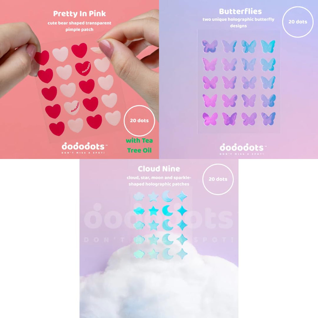 Dododots Pimple Patches for Face – Butterfly, Cloud & Heart Hydrocolloid Acne Patches