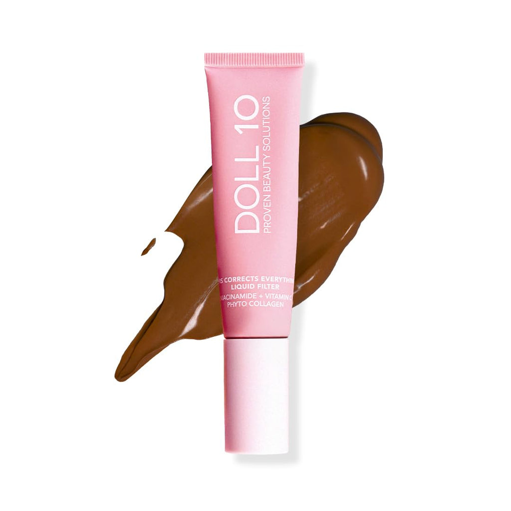 Doll 10 NO TCE Liquid Filter – Deep/Rich CC Cream & Skin Tint, Lightweight Foundation, Pore Blur, Vegan Clean Makeup, 30 Day Supply