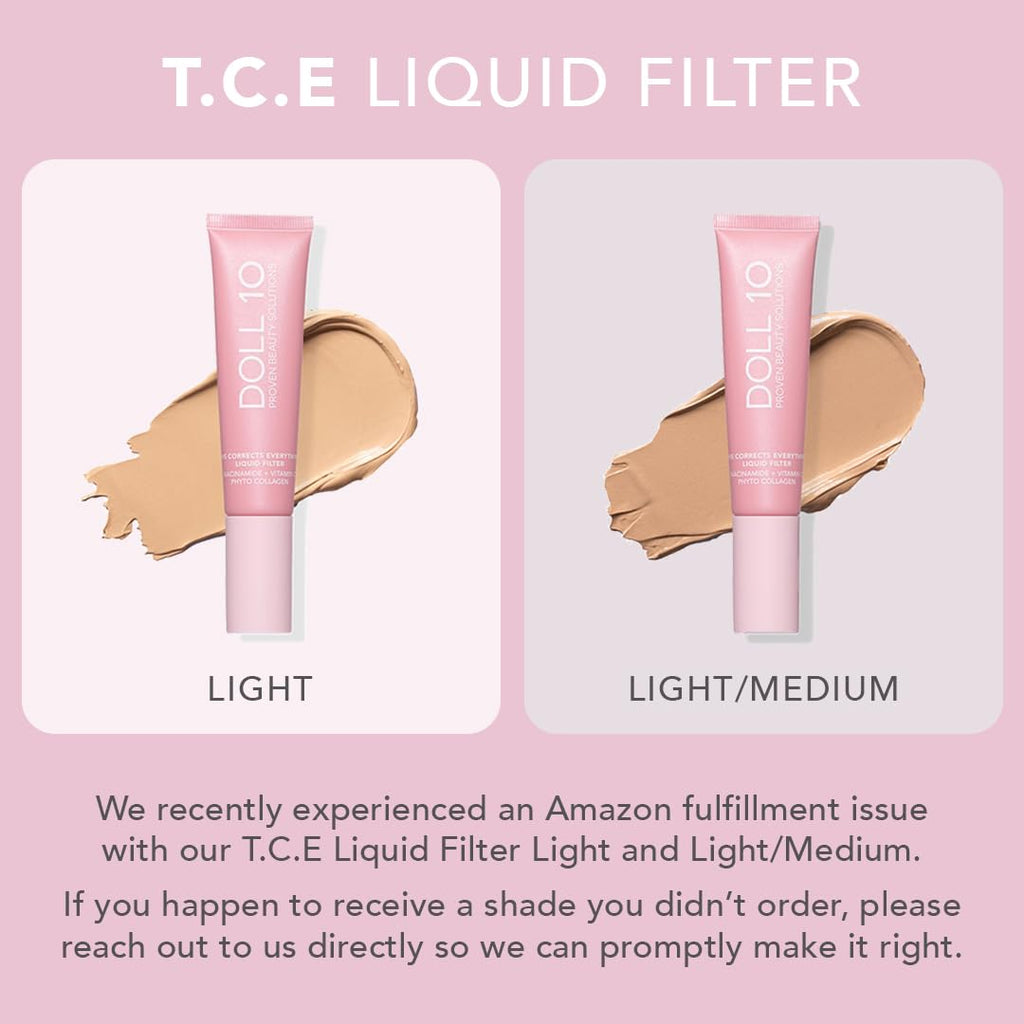 Doll 10 NO TCE Liquid Filter CC Cream – Light Skin Tint, Vegan, Clean Makeup