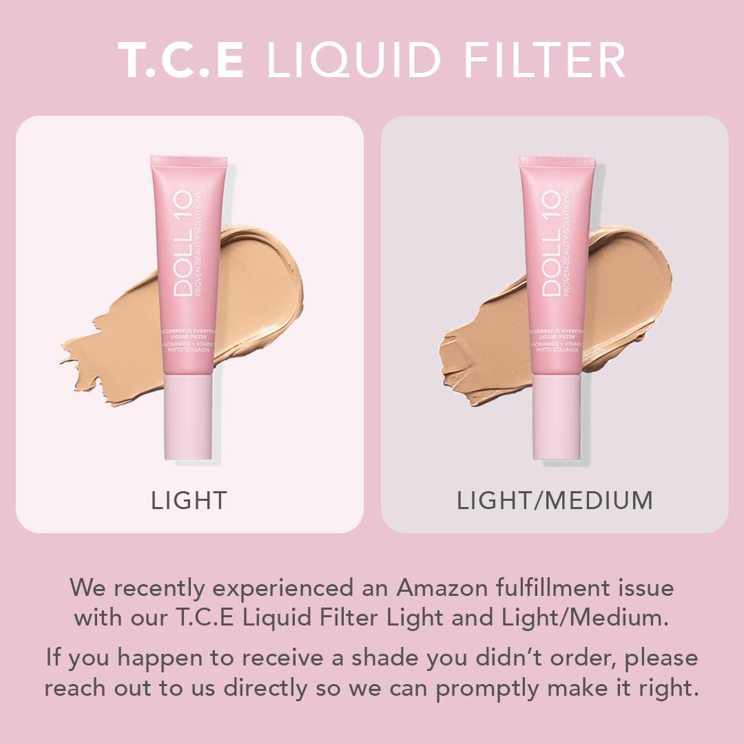 Doll 10 NO TCE Liquid Filter CC Cream – Light Skin Tint, Vegan, Clean Makeup