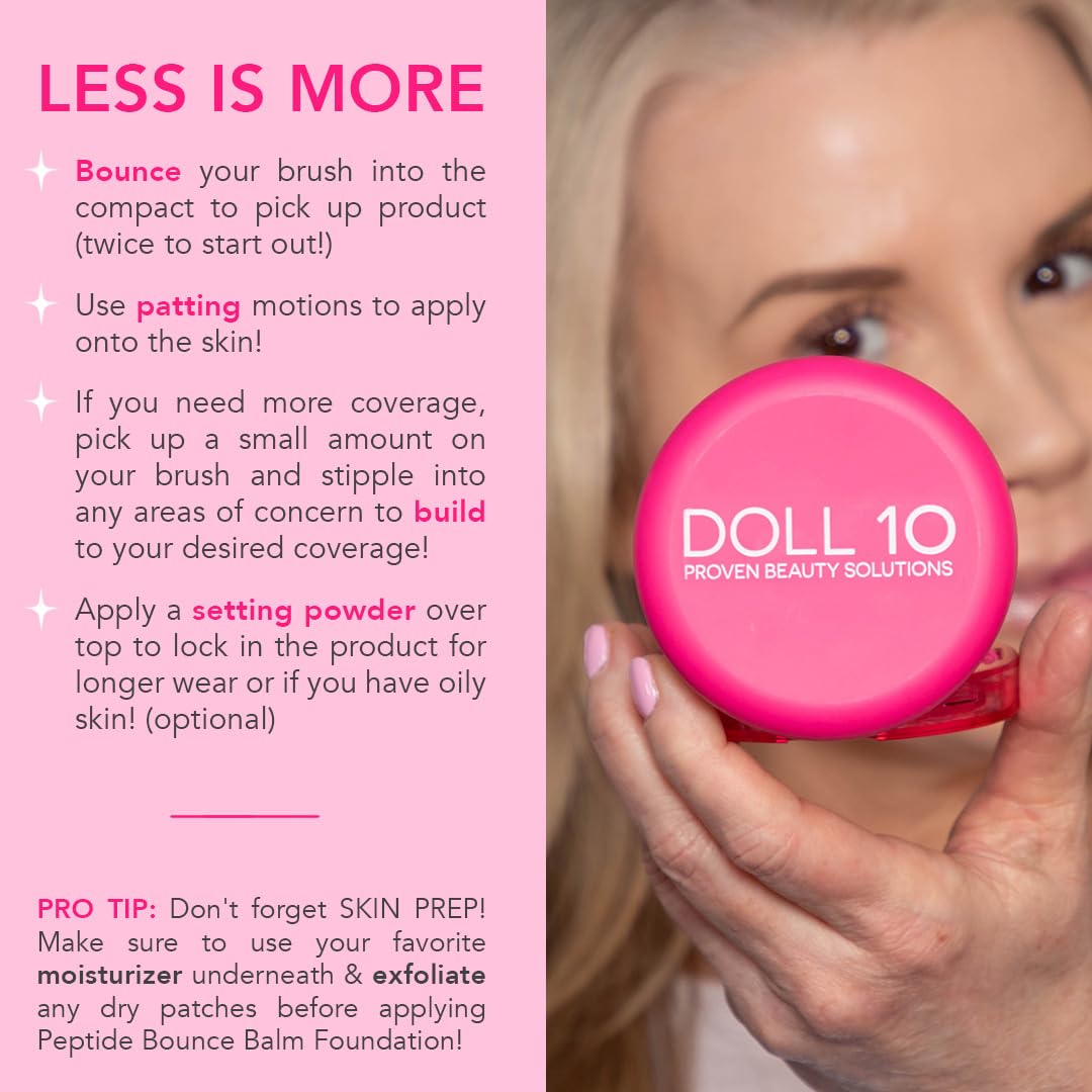 Doll 10 Peptide Bounce Balm Foundation™ – Hydrating, Buildable Coverage for Mature Skin | Vegan, Clean