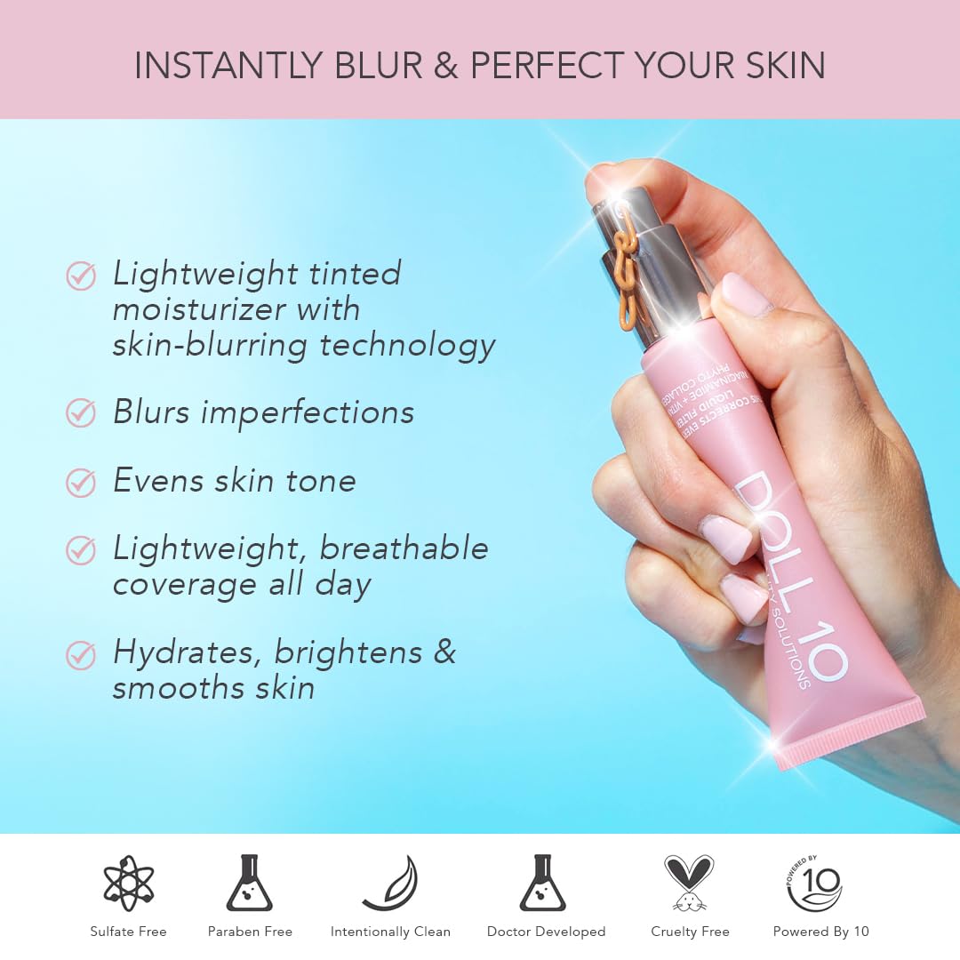 Doll 10 TCE Liquid Filter CC Cream – Deep, Lightweight Tint, 30 Day Supply