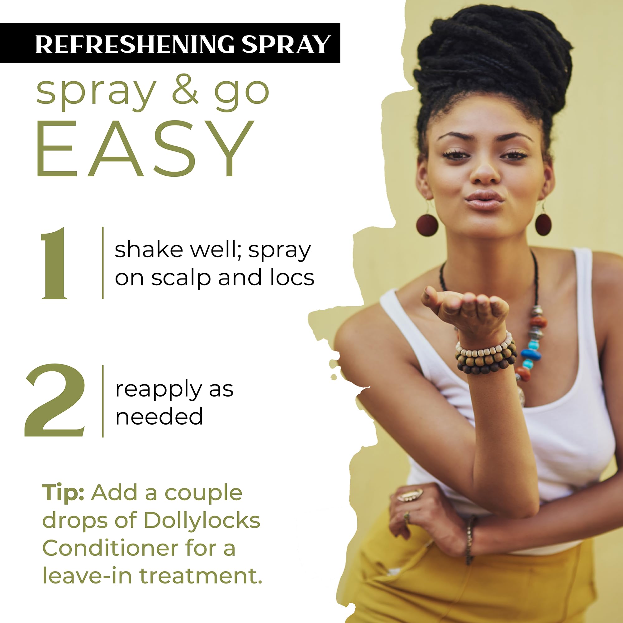 Dollylocks Refreshening Spray for Locs, Braids & Extensions | Tea Tree Spearmint, 8 oz