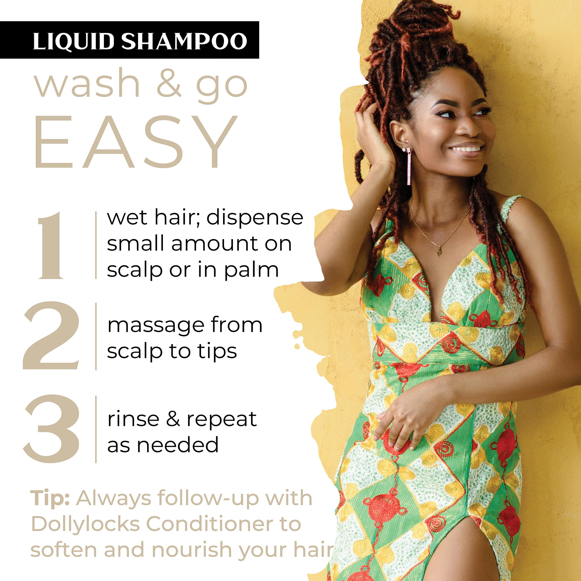Dollylocks Claifying Liquid Shampoo Coconut Lime | Paraben-Free, Plant-Based, Vegan, Residue-Free Loc Care | All Hair Types | 8oz