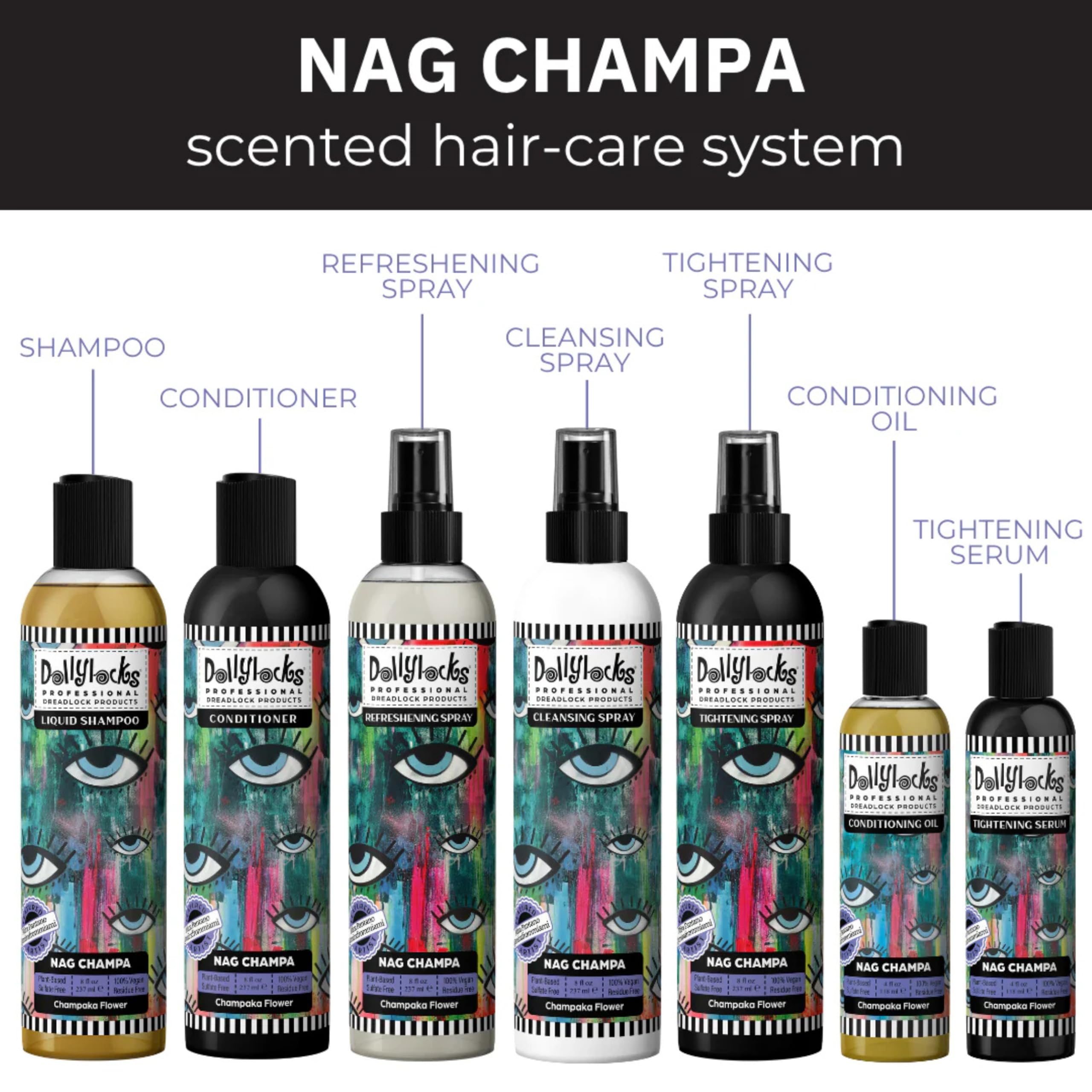 Dollylocks Liquid Shampoo – Plant-Based, Residue-Free Cleanser for Dreadlocks | pH-Balanced & Vegan (Nag Champa, 8oz)