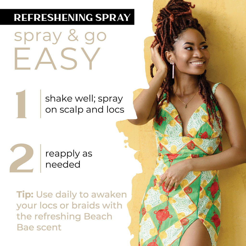 Dollylocks Refreshening Spray for Locs & Braids – Coconut Lime | Plant-based, Residue-free | 8 oz