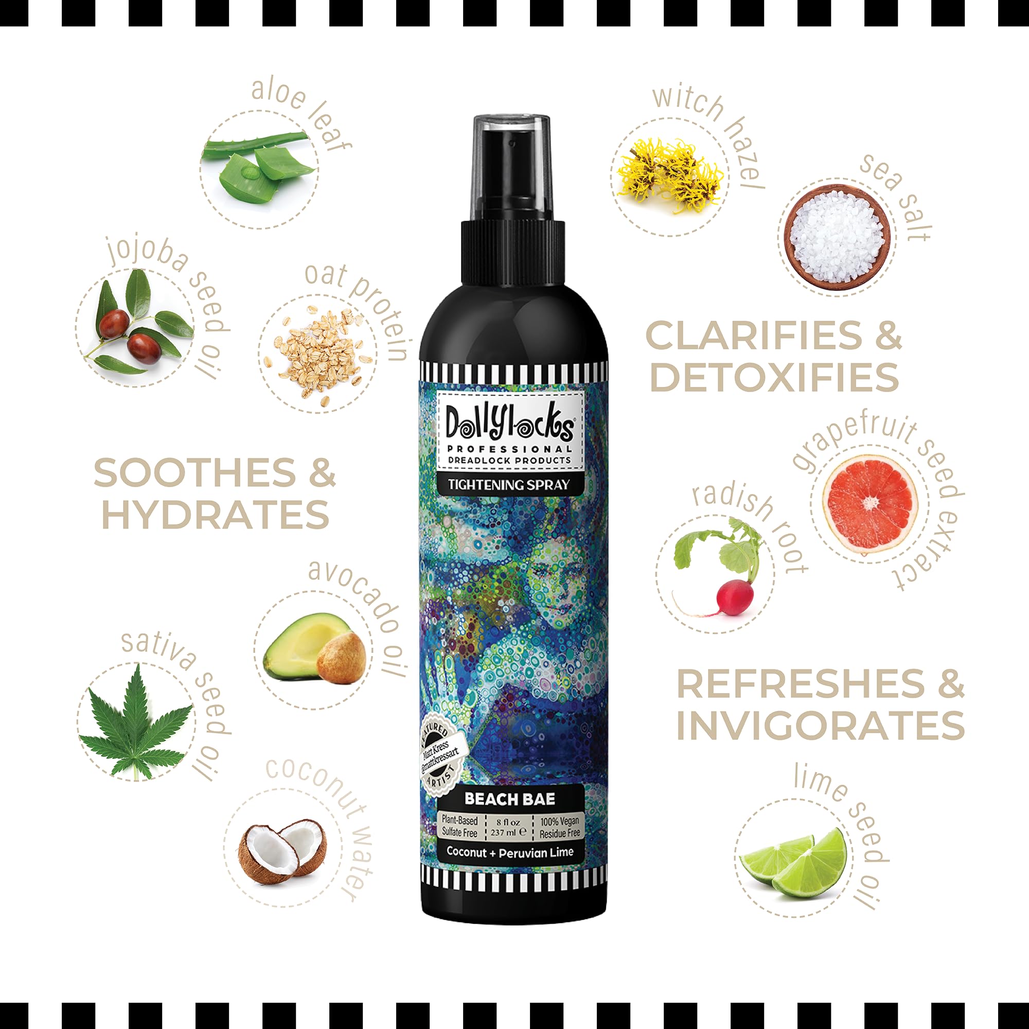 Dollylocks Sea Salt Texture Spray – Coconut Lime | Plant-Based, Residue-Free for Locs