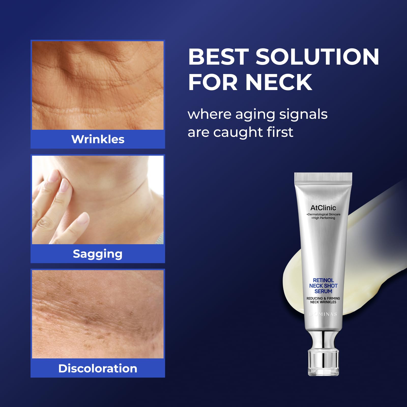 DOMINAS AtClinic Retinol Neck Shot Serum – Firming Neck Care with 5 Peptides & Vitamin C (1.01 fl oz)
