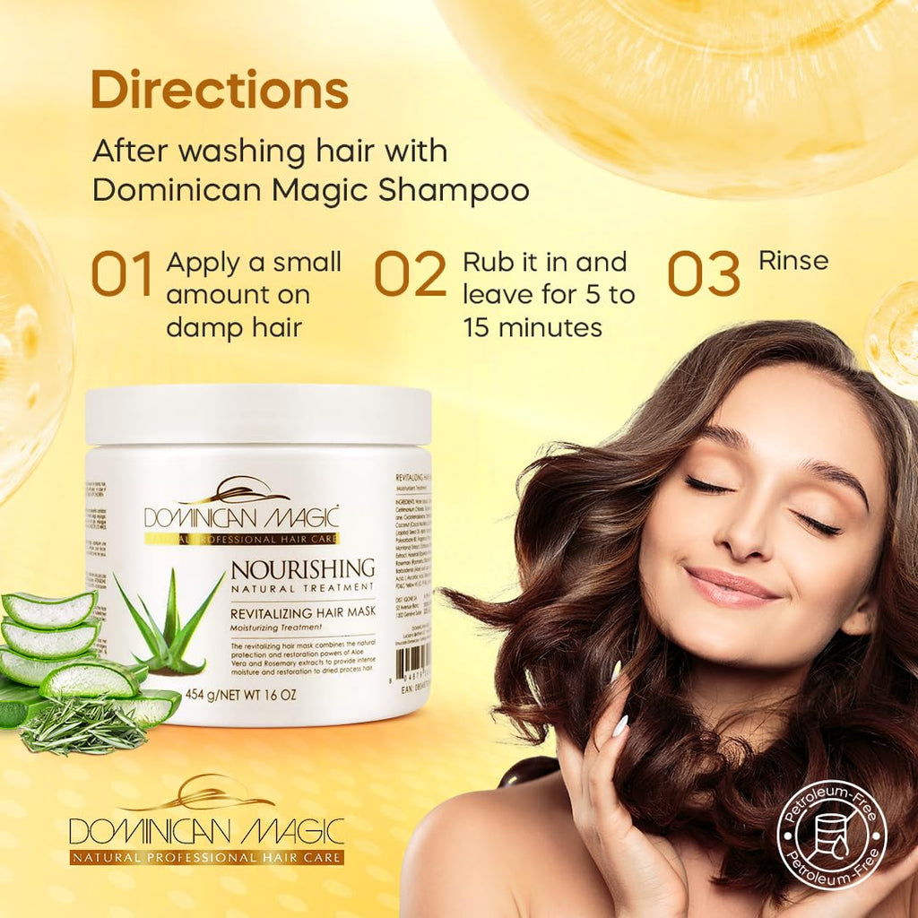 Dominican Magic Nourishing Hair Mask with Aloe Vera – Deep Repair for All Hair Types (16oz)