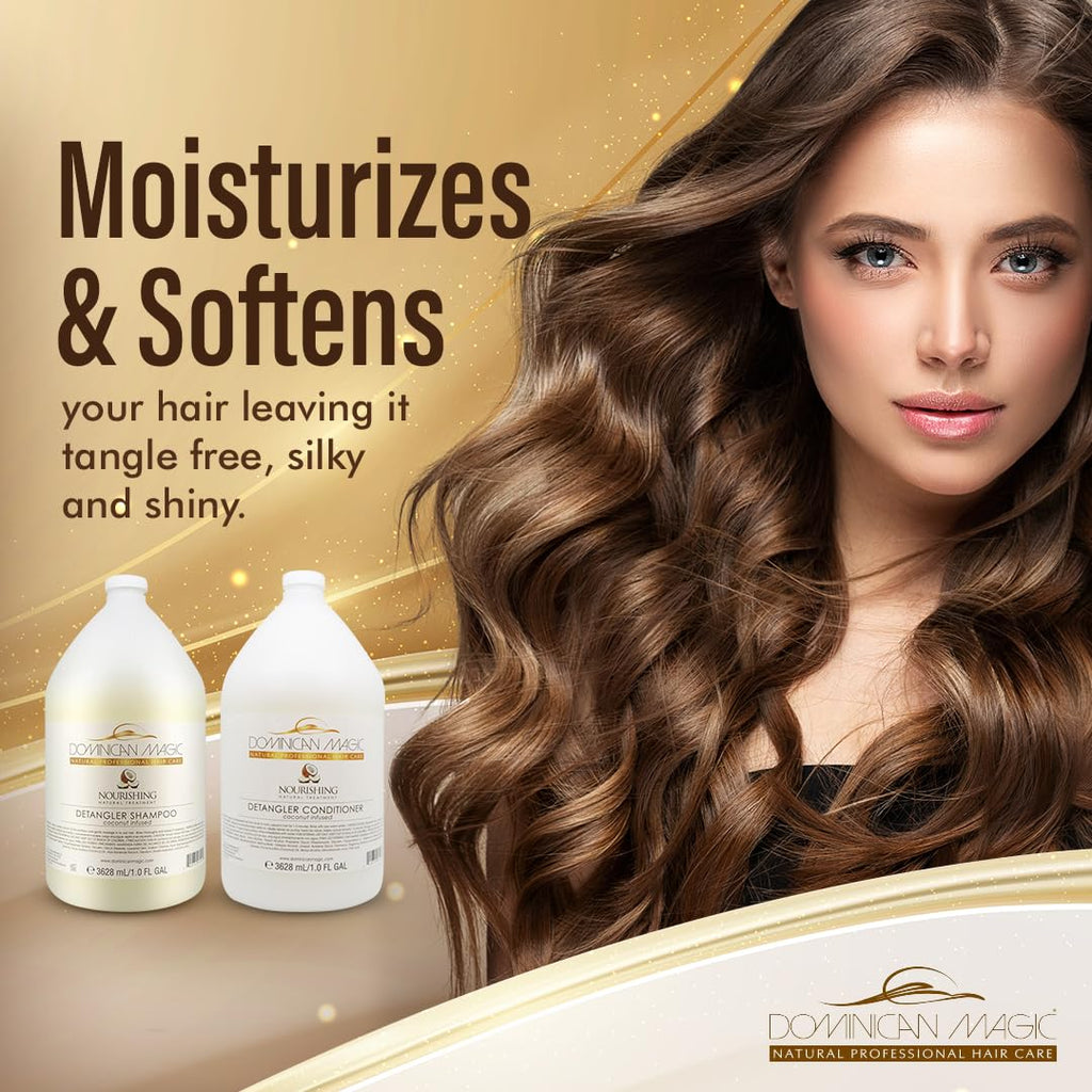 Dominican Magic Coconut Detangler Shampoo & Conditioner — Hydrating Coconut Oil & Aloe Vera, 2 x 1 Gal