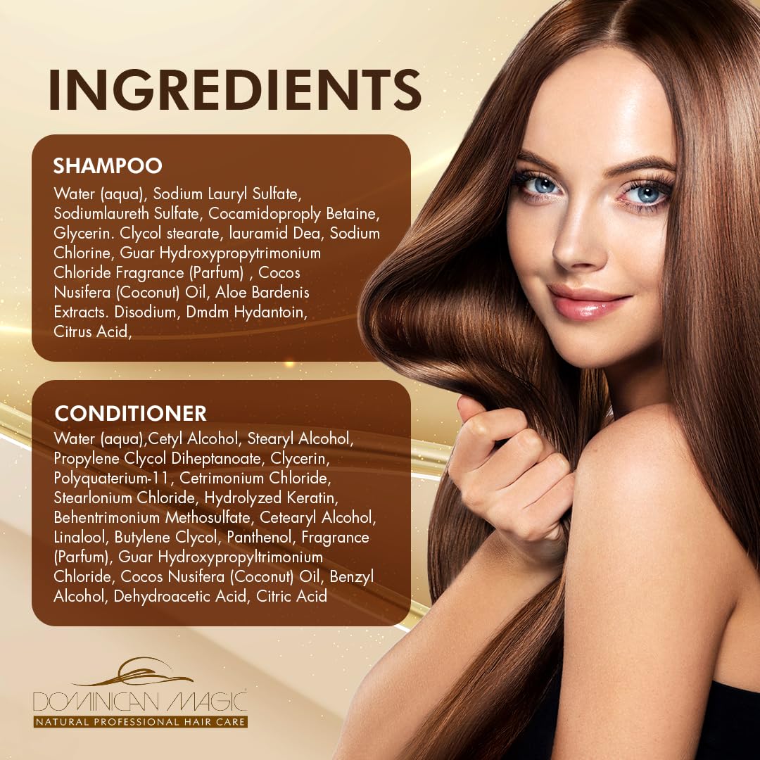 Dominican Magic Coconut Detangler Shampoo & Conditioner — Hydrating Coconut Oil & Aloe Vera, 2 x 1 Gal
