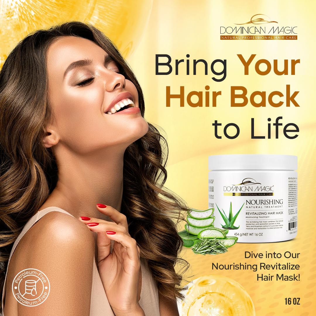 Dominican Magic Nourishing Hair Mask with Aloe Vera – Deep Repair for All Hair Types (16oz)