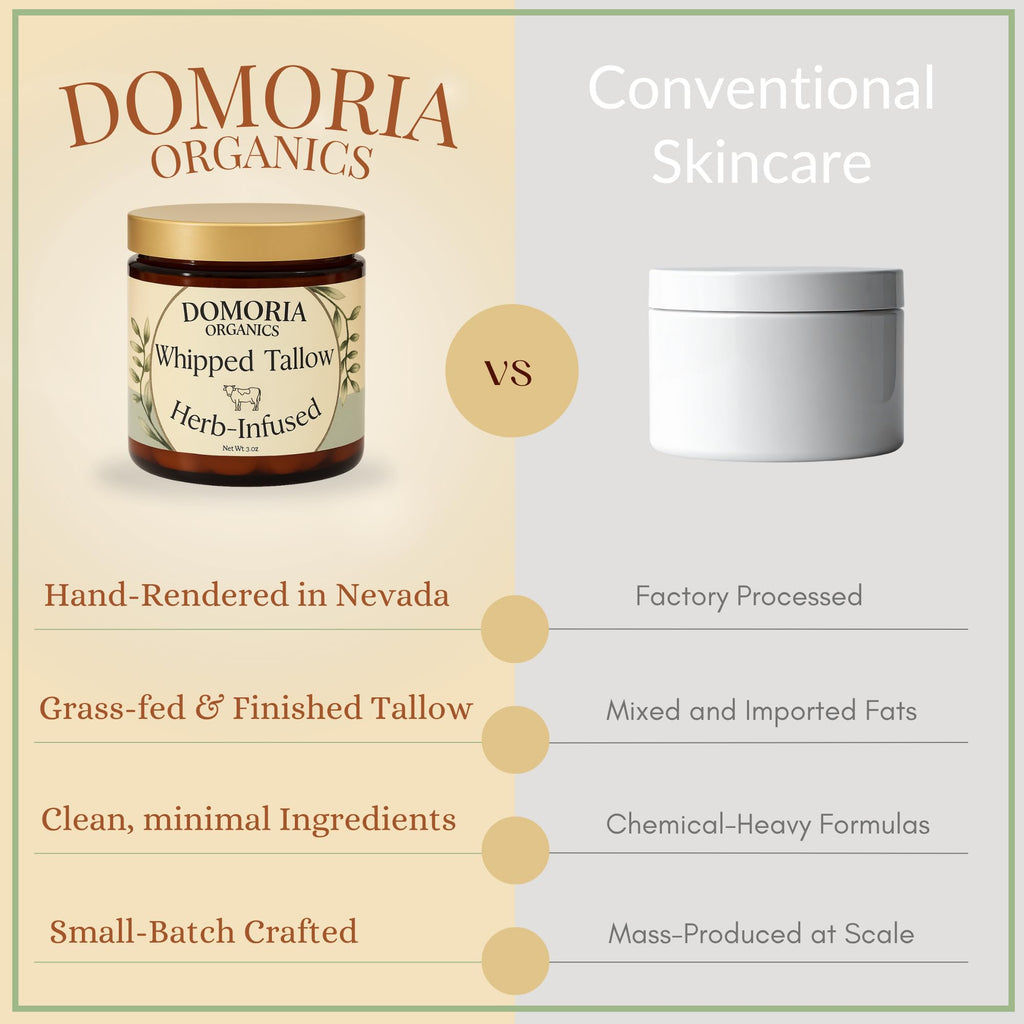 Domoria Organics 3-Pack Grass-Fed Tallow Balm Gift Set – Unscented, Frankincense & Clove, Vanilla Orange