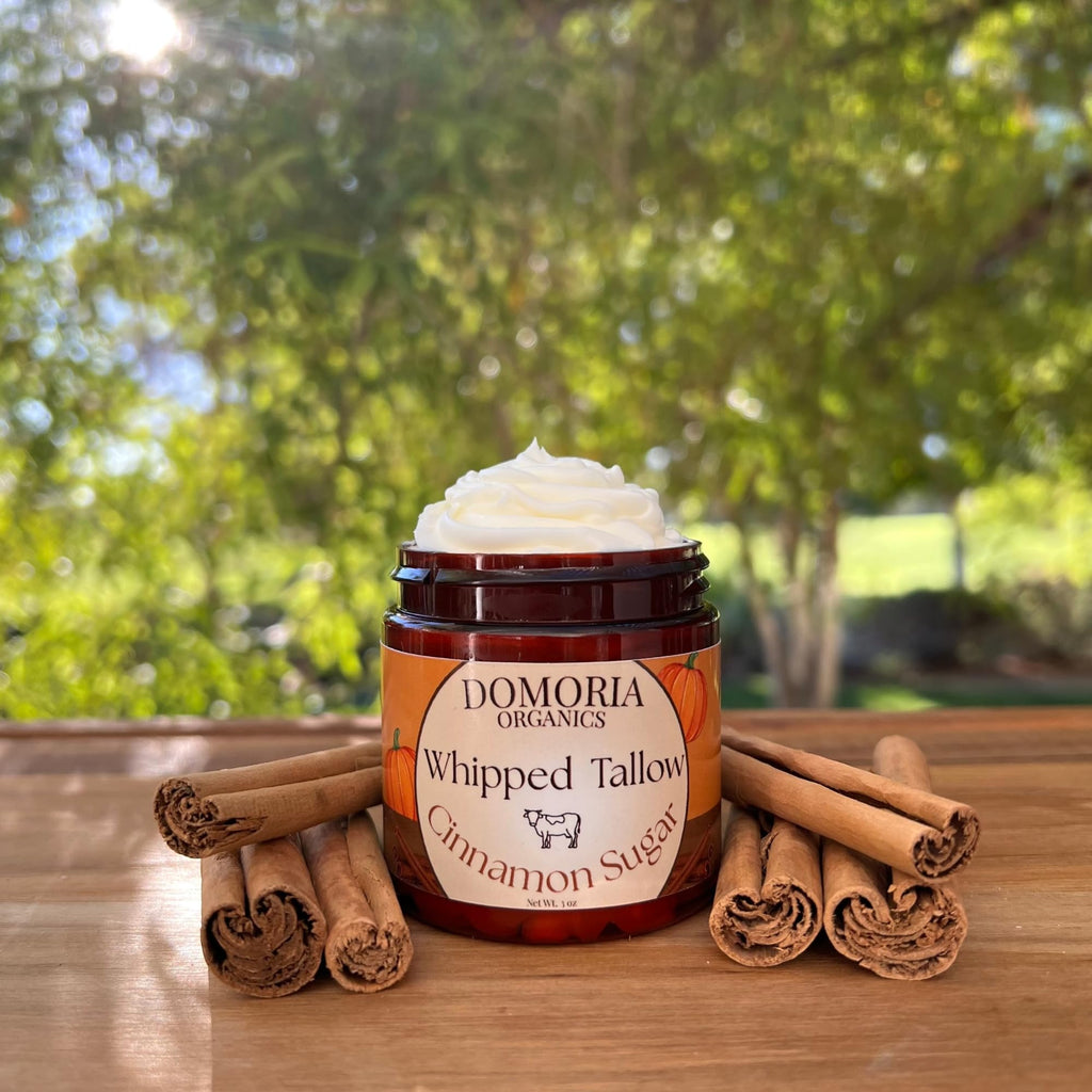 Domoria Organics 100% Grass-Fed Tallow Balm – Holiday Edition Cinnamon Sugar | Rich, Herb-Infused Moisturizer