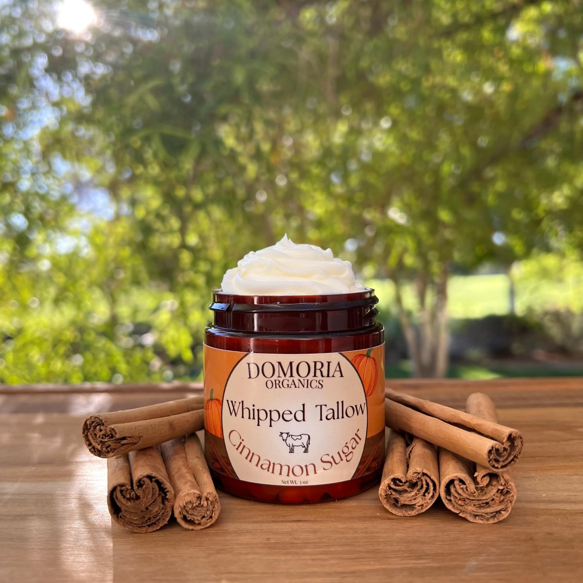 Domoria Organics 100% Grass-Fed Tallow Balm – Holiday Edition Cinnamon Sugar | Rich, Herb-Infused Moisturizer