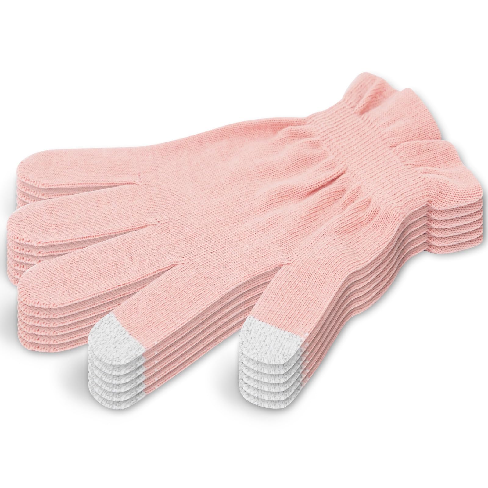 Donfri 6 Pairs Cotton Moisturizing Gloves – Overnight Hand Care, Touchscreen Compatible, Small Pink
