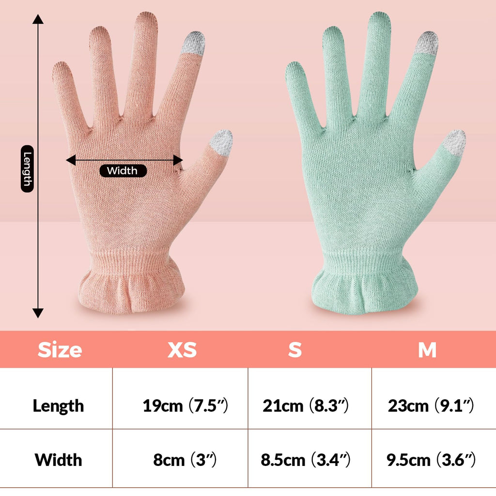 Donfri 6 Pairs Cotton Moisturizing Gloves – Overnight Hand Care, Touchscreen Compatible, Small Pink
