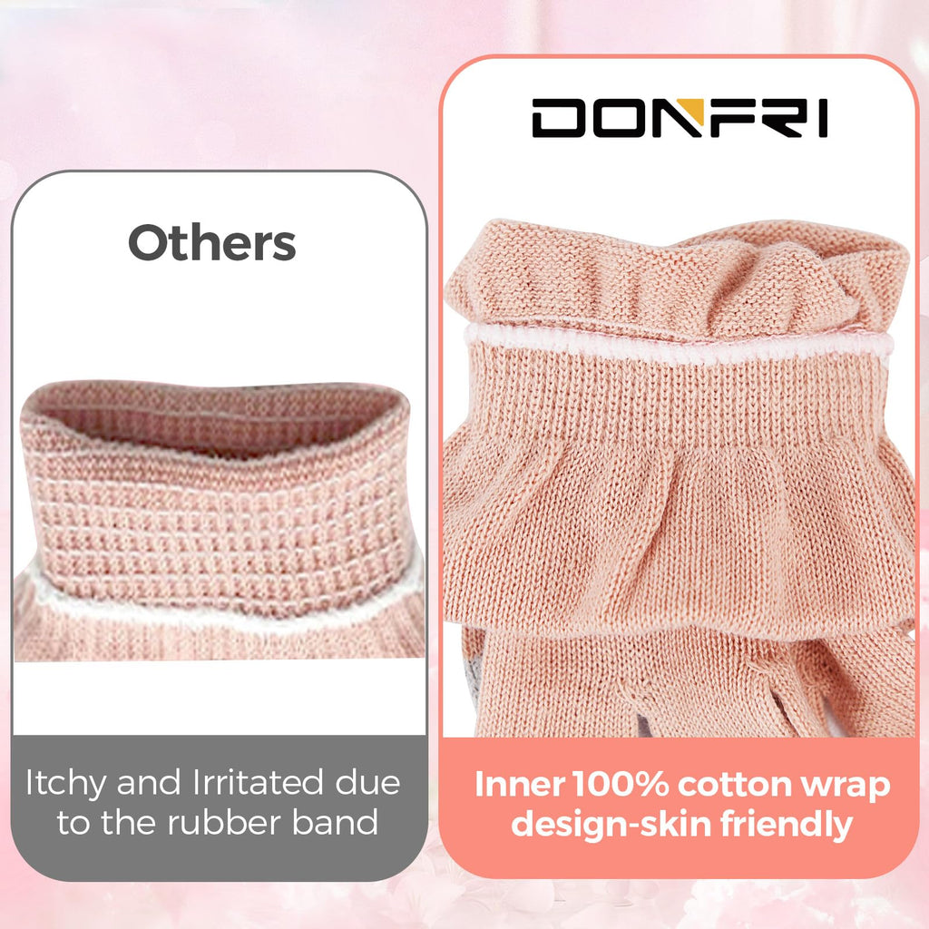 Donfri 6 Pairs Cotton Moisturizing Gloves – Overnight Hand Care, Touchscreen Compatible, Small Pink
