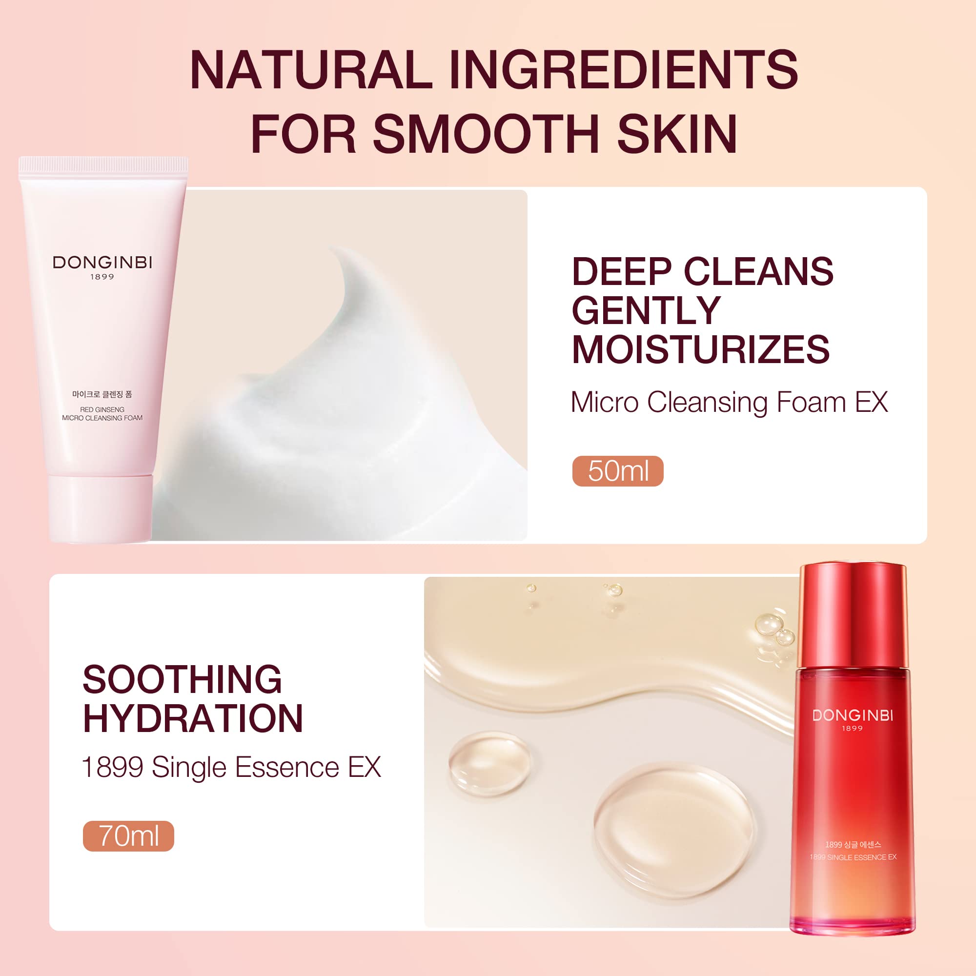 Donginbi Red Ginseng Essential Skin Care Set – Firming Moisturizer & Hydrating Toner