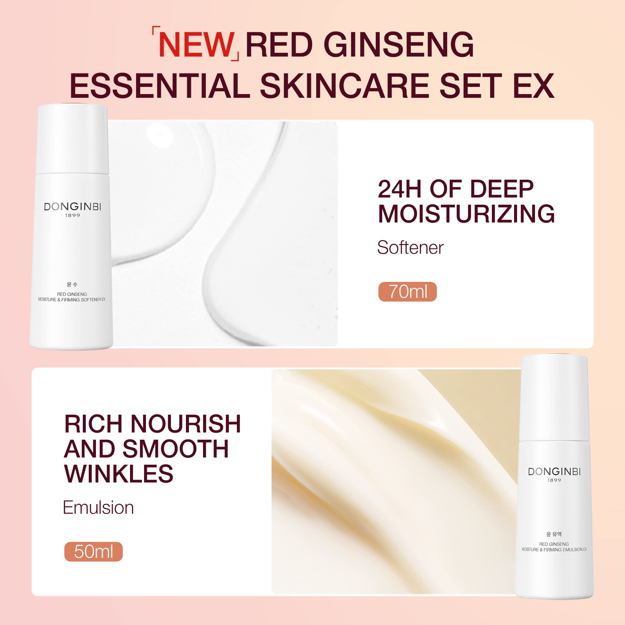 Donginbi Red Ginseng Essential Skin Care Set – Firming Moisturizer & Hydrating Toner