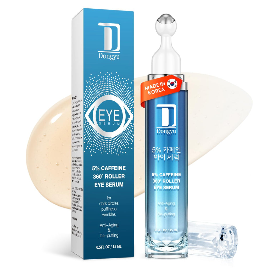 Dongyu Eye Cream for Dark Circles — Korean Caffeine Eye Serum for Morning Radiance (Blue)