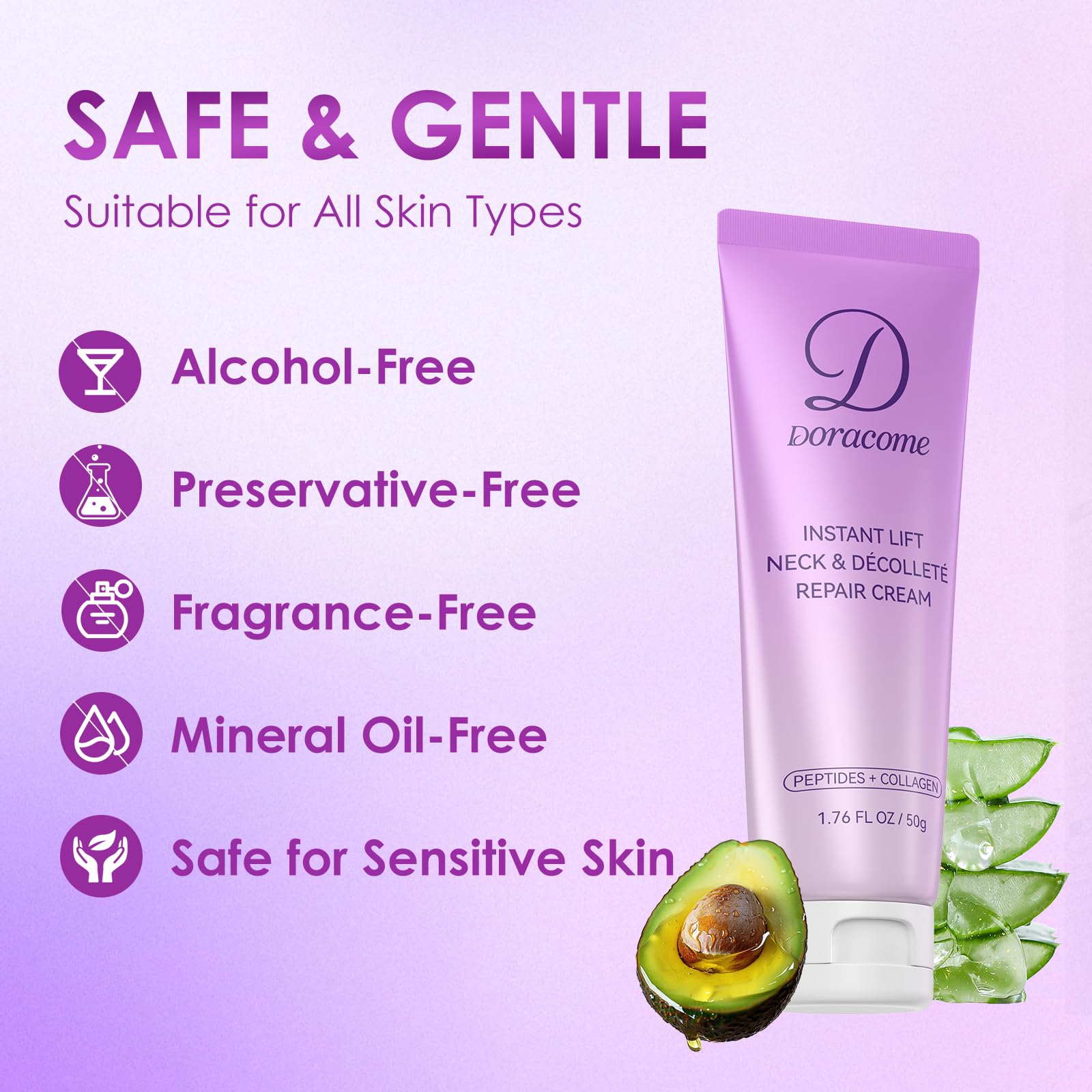 Doracome Firming Neck Cream for Crepey Skin – Neck & Chest Firming, Hydration & Smoothing