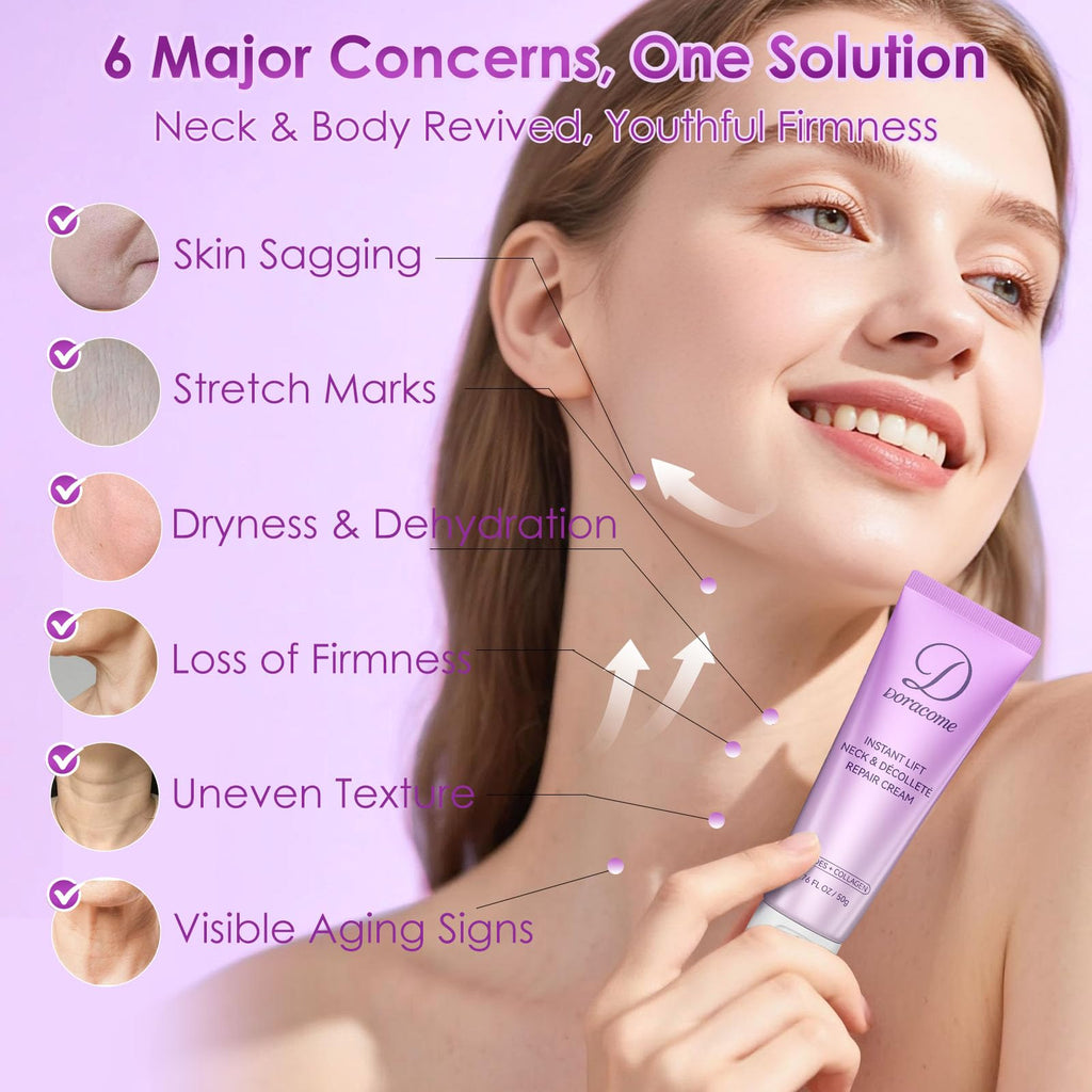 Doracome Firming Neck Cream for Crepey Skin – Neck & Chest Firming, Hydration & Smoothing