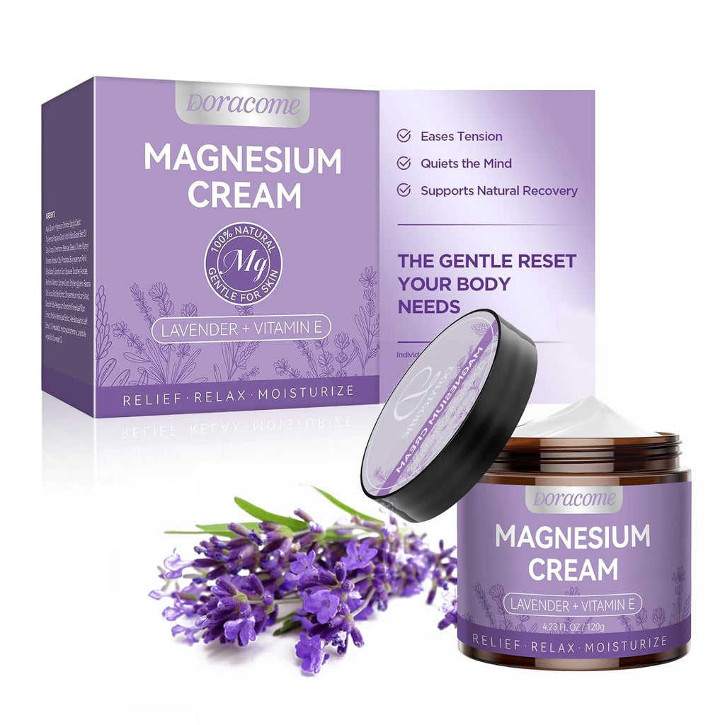 Doracome Magnesium Lotion | Fast-Absorbing Unscented Cream for Legs, Calves & Feet | 4.23 oz