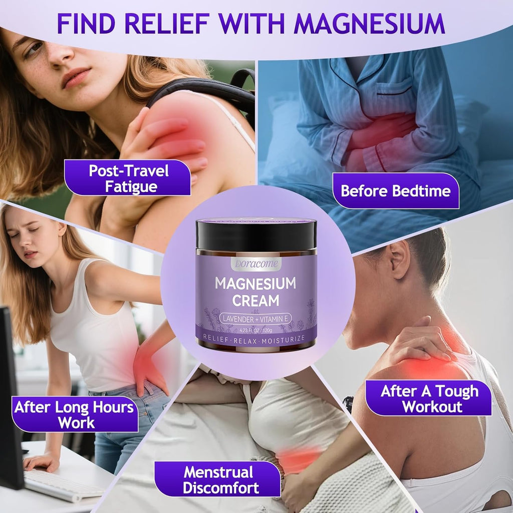 Doracome Magnesium Lotion | Fast-Absorbing Unscented Cream for Legs, Calves & Feet | 4.23 oz