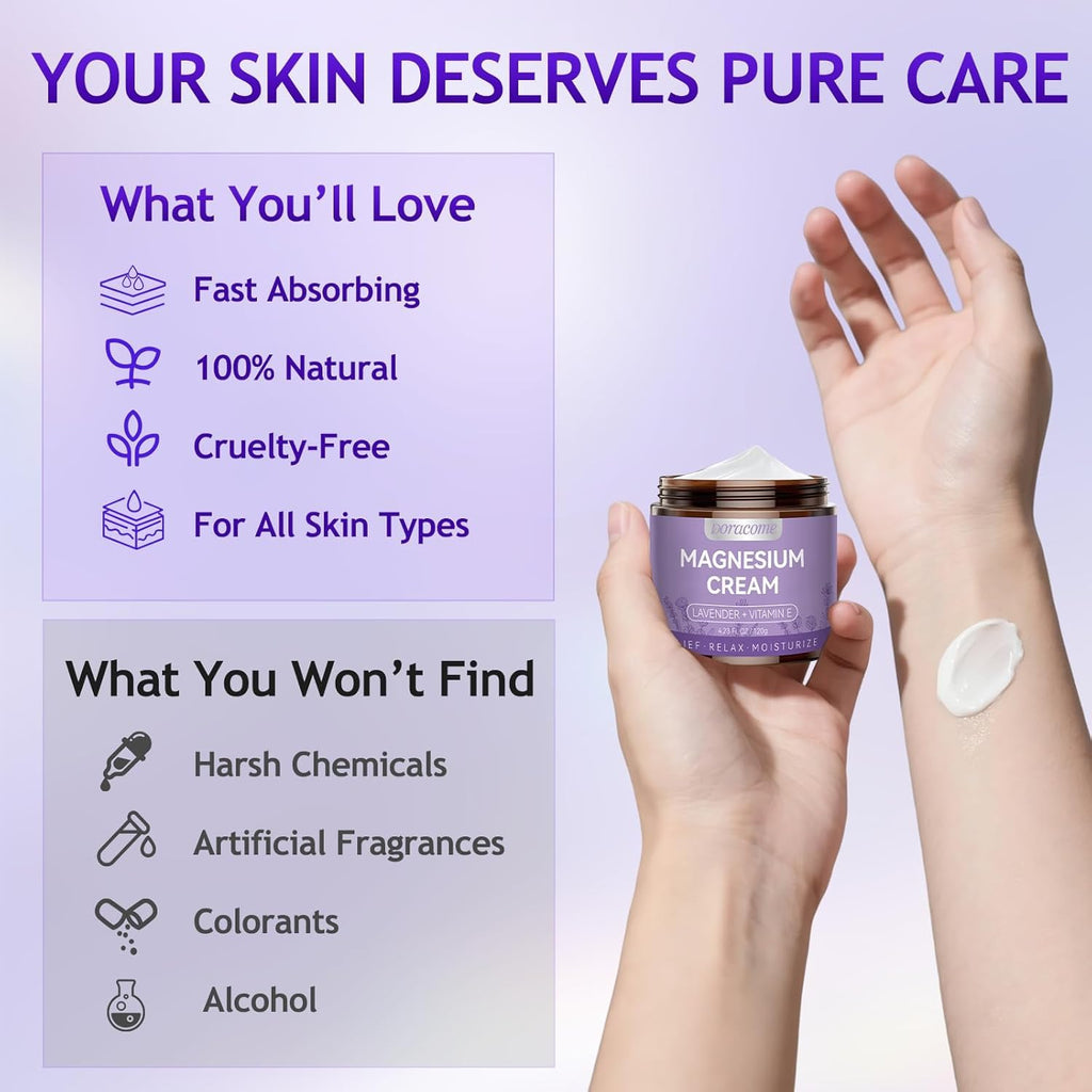 Doracome Magnesium Lotion | Fast-Absorbing Unscented Cream for Legs, Calves & Feet | 4.23 oz