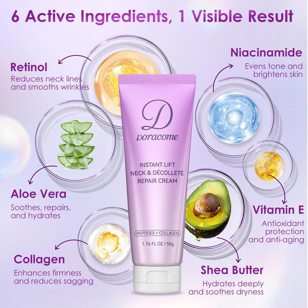 Doracome Firming Neck Cream for Crepey Skin – Neck & Chest Firming, Hydration & Smoothing